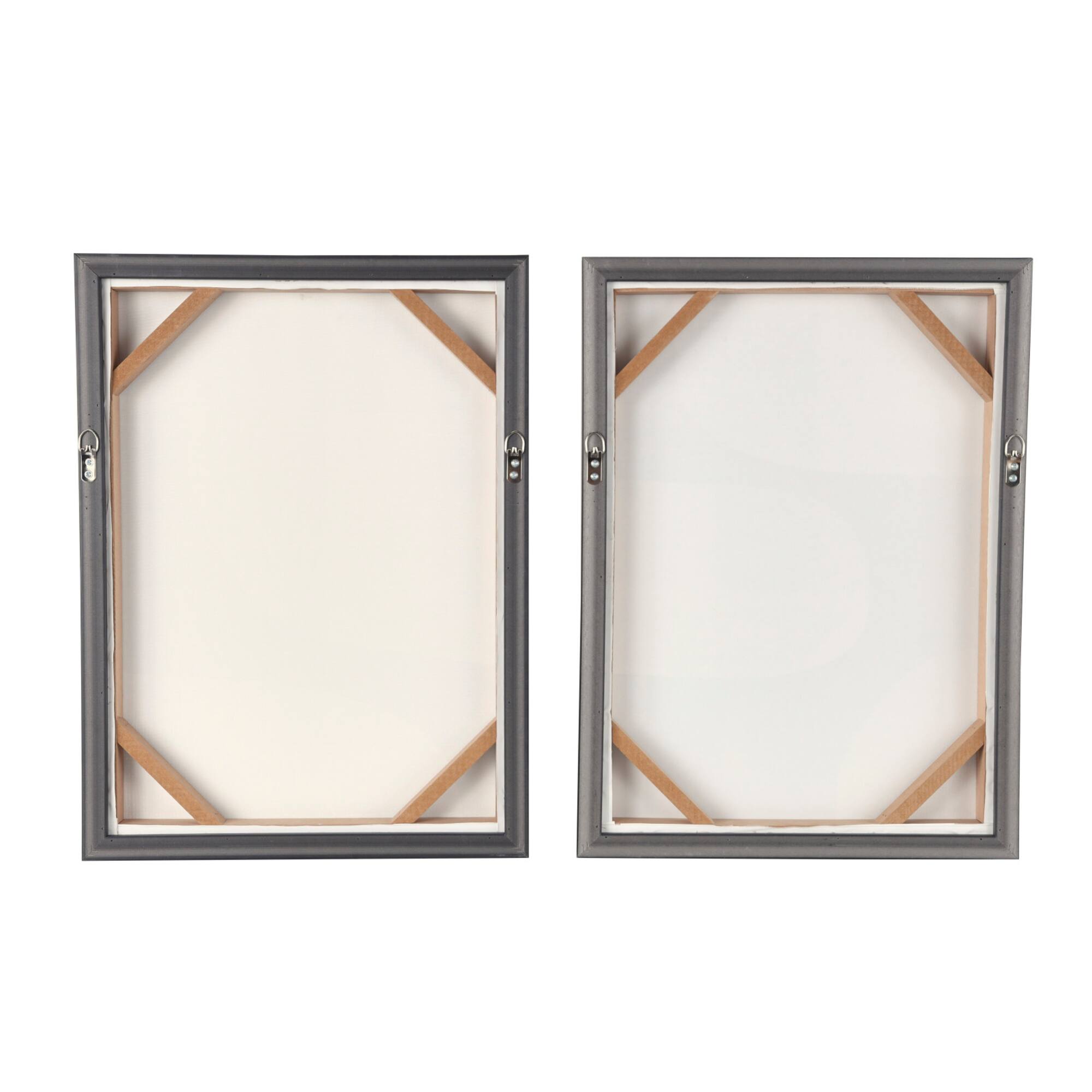 Wooden Geometric Mixed Media Home Wall Décor with Black Frames, Pack of 2